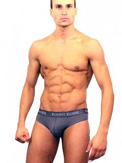 Удобные мужские трусы стринги серого цвета с широкой резинкой Romeo Rossi Thongs R1006-4 распродажа