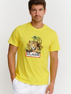 Яркая футболка с круглым вырезом желтого цвета Cavalli CLL2MTS04c01000