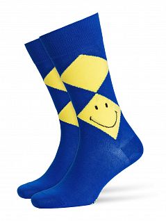 Веселые носки со специальной круговой вязкой BURLINGTON 21825 Smiley ArgyleSO Синий (6046)