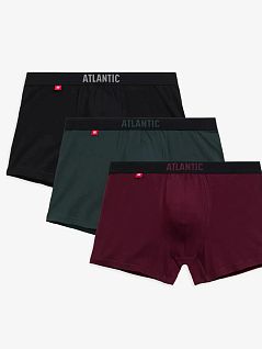 Набор хлопковых боксеров  (3шт) (черный + изумрудный + каберне) ATLANTIC 52162