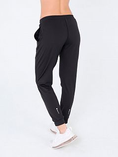 Гладкие брюки с карманами и на манжетах внизу из полиэстра и эластана LTBS6703 BlackSpade черный