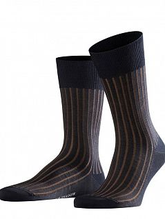 Гладкие носки с двухцветной ребристой структурой Falke 14648 Shadow SO (муж.) Синий 6374
