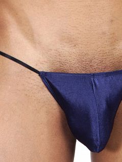 Шелковистые мужские стринги-ниточки темно-синего цвета Oboy Sexy Boy U67 5701c05 синий