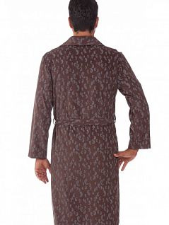 Благородный мужской халат из мелкого вельвета с рисунком огурцы  (рубчик очень мелкий) коричневого цвета PJ-B&B_Laurence marrone