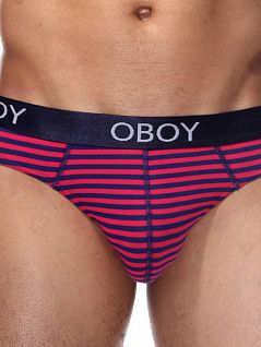 Полосатые брифы малинового и тёмно-синего цветов Oboy 6612c06