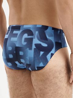 Мужские плавки брифы из полиэстра синего цвета Bikkembergs BKK25MSP03cBlue