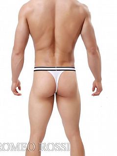 Мужские трусы стринги из модала белого цвета ROMEO ROSSI RR1001-1