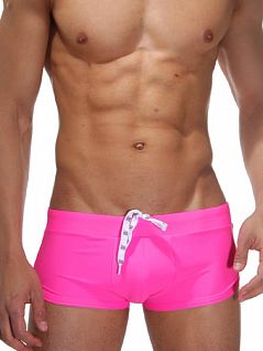 Яркие розовые мужские плавки-хипсы из мягкого быстросохнущего материала с широким эластичным поясом Oboy Beach Boy B34 7015c66 распродажа