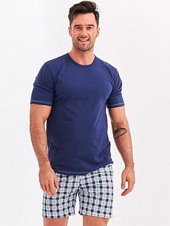 Мужская пижама из футболки и шорт Taro BT-2386 св. Серый + красный
