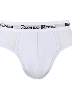 Эластичные брифы на контрастной резинке с логотипом бренда белого цвета Romeo Rossi RTRR367-1