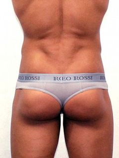 Серые мужские трусы стринги с пояском на резинке Romeo Rossi Thongs R1006-3