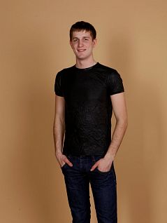 Черная мужская клубная футболка Modus Vivendi 11041 иммитация кожи распродажа