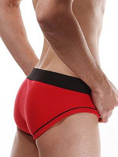 Мужские стильные трусы слипы красные Oboy Ribby 5210c06