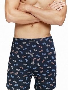 Комфортные семейные трусы с принтом из 100% хлопка Gentlemen DT7826гбшТм Т.синий