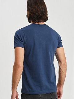 Хлопковая футболка свободного кроя цвета деним Allen Cox 736021cdenim