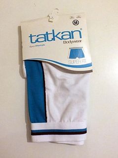 Хлопковые боксеры на пришивной резинке Tatkan DTТм003 Бело-бирюзовый
