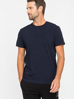 Комфортная футболка из хлопка с добавлением лайкры PECHE MONNAIE EV26298темно-синий