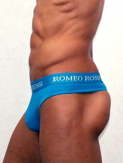 Мягкие голубые стринги с широким поясом Romeo Rossi Thongs R1006-10