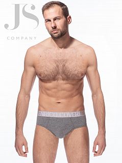 Мужские трусы-слипы из хлопка с эластаном Enrico Coveri JSES 1663 slip grigio medio melange ecv
