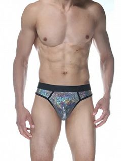 Серебристые стринги из блестящей ткани Don Moris RTDM102144