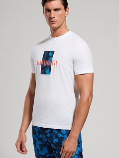 Тонкая футболка с разноцветным принтом белого цвета Bikkembergs BKK3MTS03cWhite