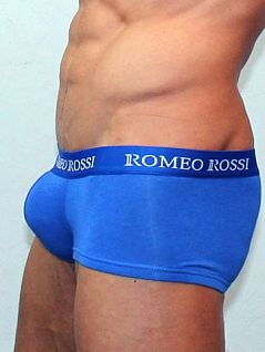 Синие мужские трусы хипсы из хлопка с широким пояском на резинке Romeo Rossi Heaps R5001-9 распродажа