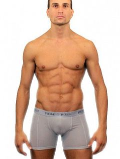 Светлые мужские трусы боксеры серого цвета Romeo Rossi Long boxers R7001-3