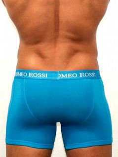 Эластичные мужские трусы боксеры голубого цвета удлиненные Romeo Rossi Long boxers R7001-10
