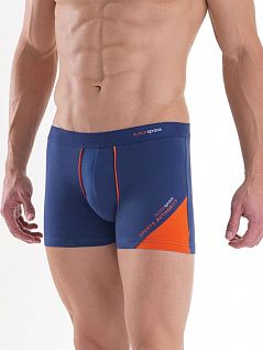 Хлопковые мужские трусы-боксеры синего цвета с оранжевой отделкой BlackSpade SPORT b9541 синий