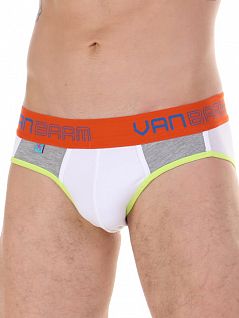 Комфортные брифы с серыми вставками белого цвета Van Baam RT45185