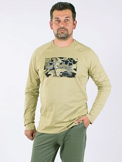 Трикотажный джемпер из 100% хлопка с принтом Российский трикотаж SIMJ 14-058/01п оливковый