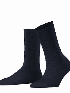 Женственные носки с слегка взъерошенной манжетой FALKE 46435 Fluffy Dot SO Темный-синий (6370)