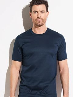 Хлопковая футболка с четкими контурами темно- синего цвета Zimmerli 2861447c498