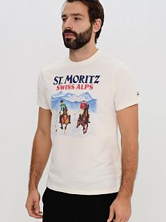 Мужская футболка с принтом абстракция белого цвета SAINT BARTH ARNOTTcDONALD