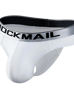 Мужские стринги из хлопка иэ эластана белого цвета JOCKMAIL RTJM1029-1