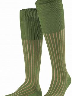 Хлопковые гольфы с полосками на одинарной резинке FALKE 15648 Shadow Kh (муж.) Зеленый 7132