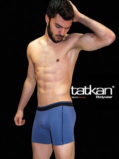 Шелковистые боксеры с двойной передней панелью Tatkan DTТм001 Серо-голубой