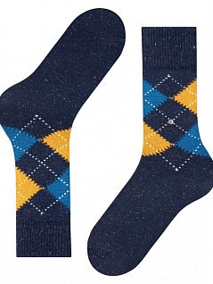 Шерстяные носки из твидовой пряжи разного цвета Burlington 21924 Tweed Argyle SO Синий (6121)