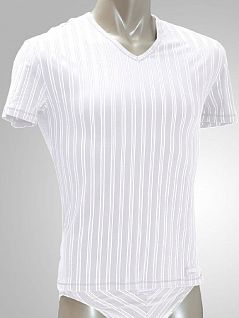 Мужская облегающая футболка белого цвета HOM 03227cW5