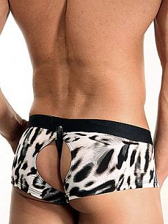 Мужские леопардовые трусы хипсы с отстегивающимся передом Oboy Leo 5065c78
