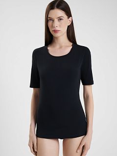 Базовая футболка из хлопка и модала черного цвета NINA VON C 62460111c200