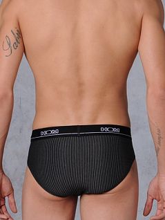 Мягкие мужские трусы в полоску черного цвета HOM ElegantCotton 01756cK9