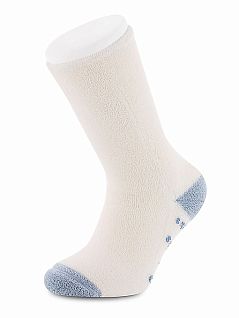 Теплые носки с противоскользящим покрытием "снежинки" LT1393 Sis молоко с голубым (6 пар)