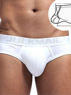 Эластичные брифы из хлопка белого цвета JOCKMAIL RTJM2031-1