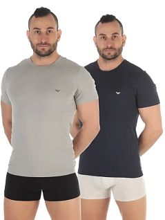 Набор мужских футболок облегающего кроя (2шт)  (серый, темно-синий) Emporio Armani RT111267_CC717 13742