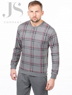 Клетчатая пижама из джемпера и однотонных брюк Enrico Coveri JSEP 6070 pigiama grigio ecv