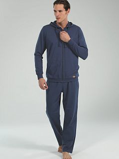 Трикотажный мужской домашний комплект на молнии синего цвета BlackSpade b7551 denim