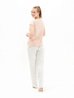 пижама из футболки с коротким рукавом и брюк прямого кроя LTBS50575 BlackSpade персиковый