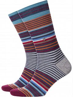 Полосатые мужские носки с усиленными стрессовыми зонами Burlington 21057 Stripe SO Серый (3180)
