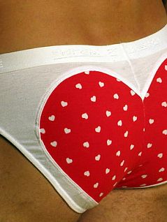Сексуальные мужские трусы слипы белые с красным сердцем Doreanse St Valentine Day 1309c02